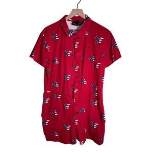 DISNEY men’s American flag Mickey pocket tee red white, and blue romper M